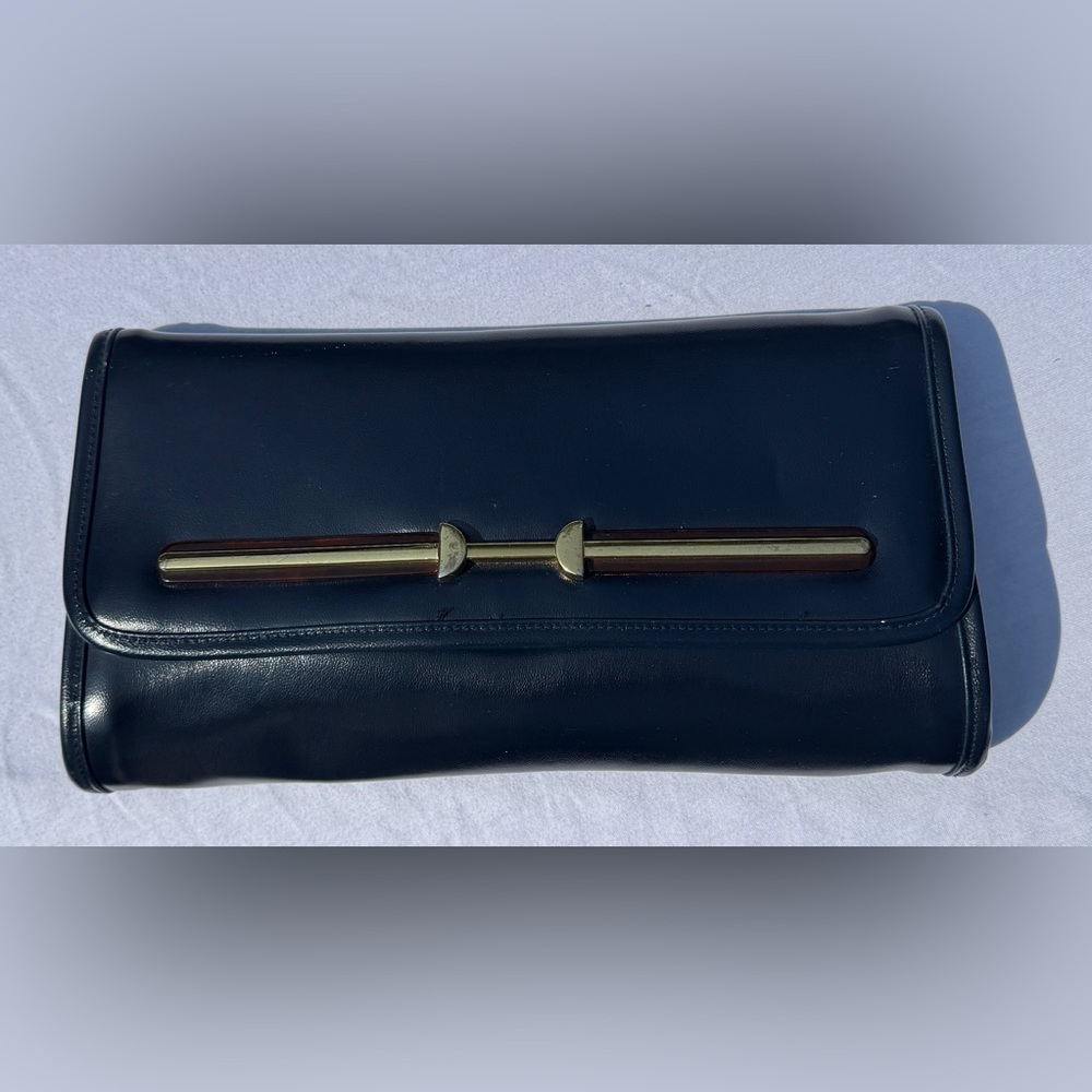 Vintage Navy Clutch with Gold Accent